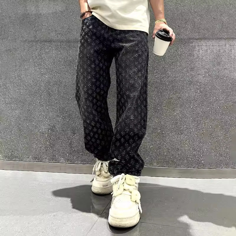 Jacquard-denim-jeans