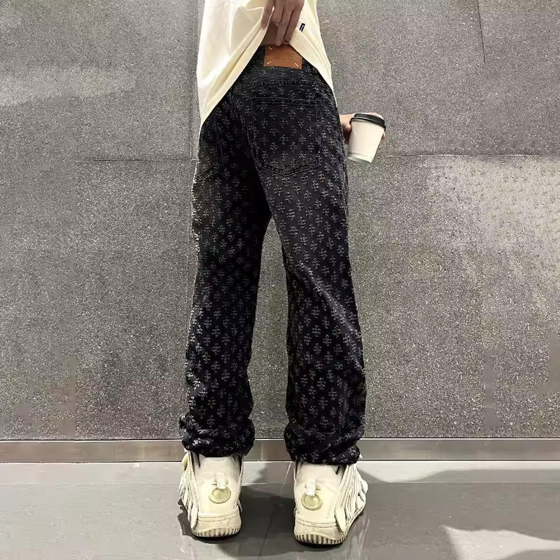 Jacquard-denim-jeans