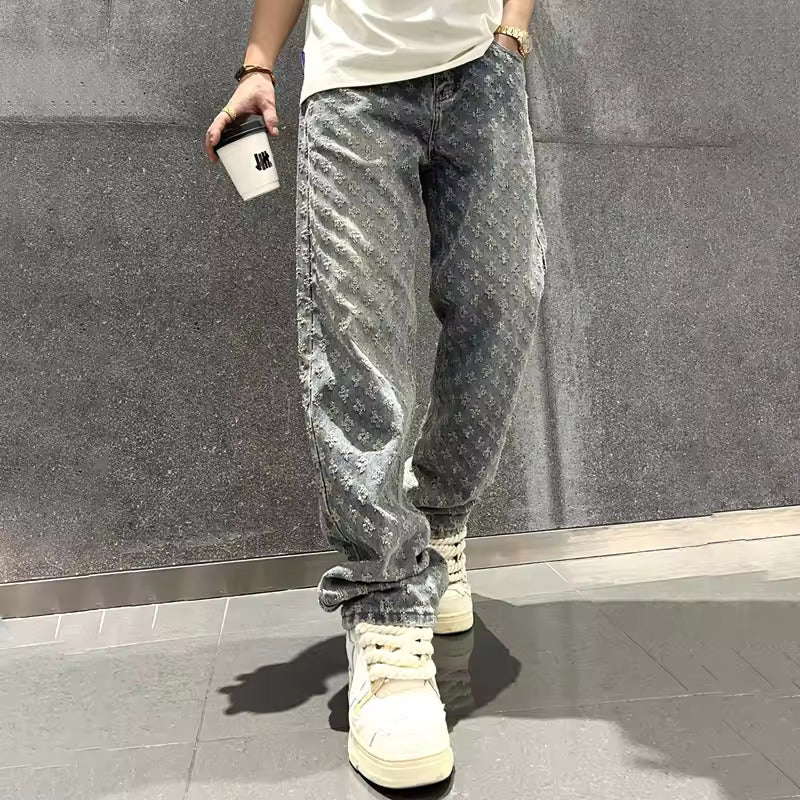 Jacquard-denim-jeans
