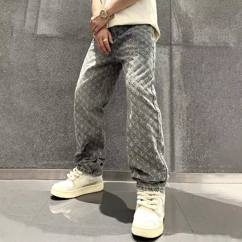 Jacquard-denim-jeans